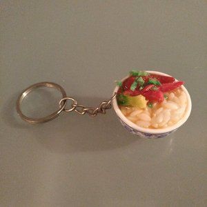 Chinese BBQ Pork Rice Bowl Toy Keychain / Key Ring